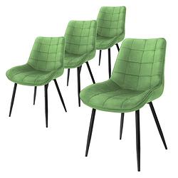 Foto van Ml-design set van 4 eetkamerstoelen met rugleuning, groen, keukenstoel met fluwelen bekleding, gestoffeerde stoel