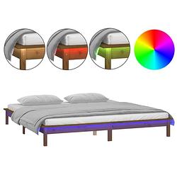 Foto van Vidaxl bedframe led massief hout honingbruin 160x200 cm