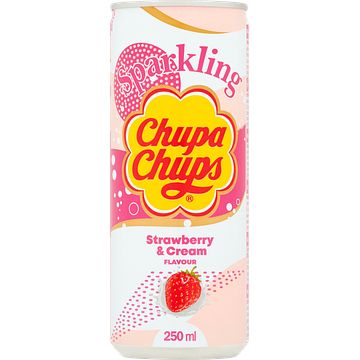 Foto van Chupa chups sparkling strawberry & cream blik 250ml bij jumbo
