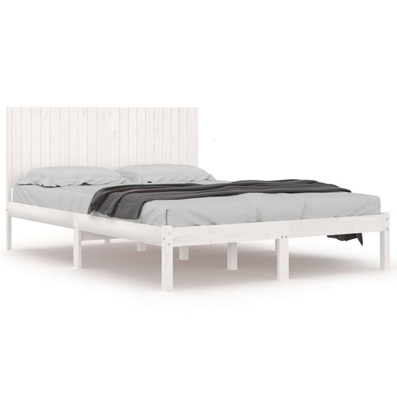 Foto van The living store houten bedframe - modern - bed - afmeting- 205.5 x 205.5 x 31 cm - kleur- wit