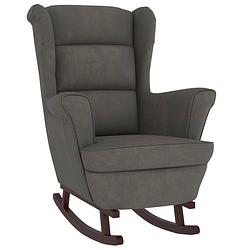 Foto van The living store schommelstoel - fauteuil - 78x93x97cm - fluweel - donkergrijs