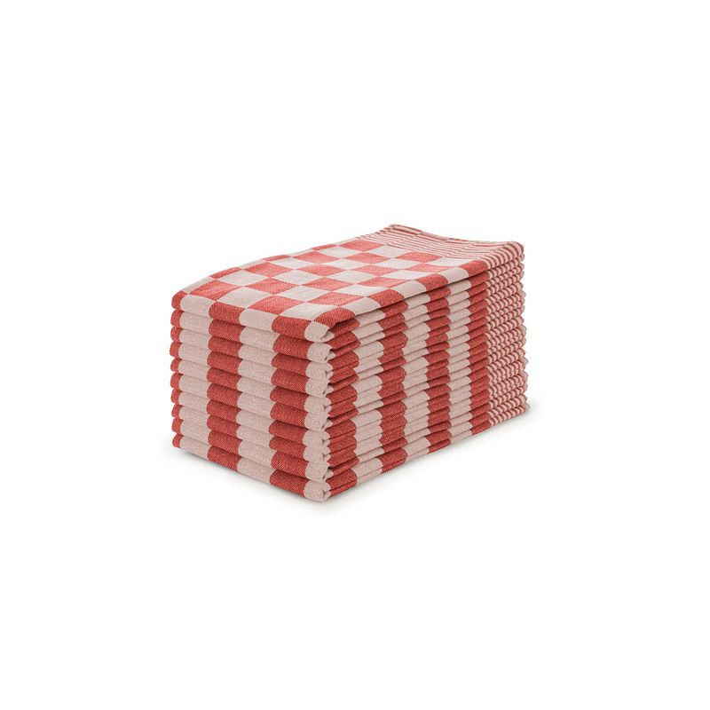 Foto van Elegance theedoekenset blok 65x65cm - rood - set van 10