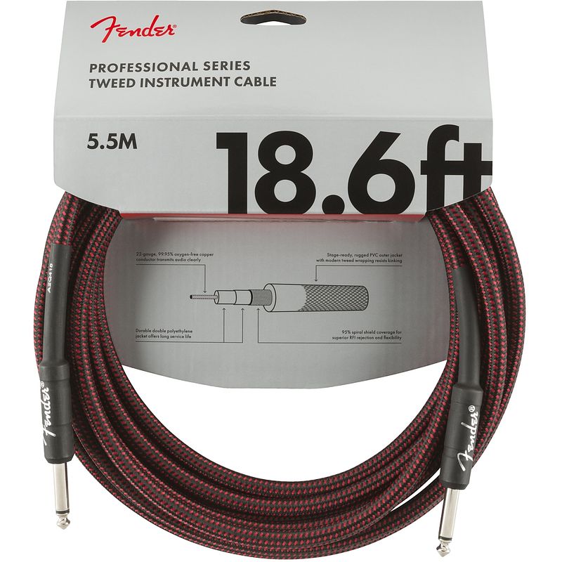 Foto van Fender professional tweed instrumentkabel 5.5 meter rood