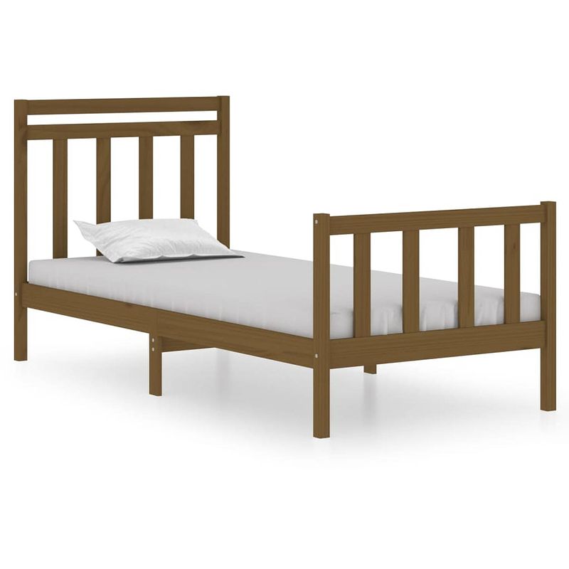 Foto van The living store bedframe grenenhout 90x190 cm - honingbruin