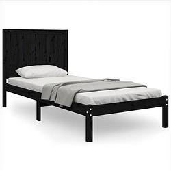 Foto van The living store bedframe grenenhout - 205.5 x 95.5 x 31 cm - zwart