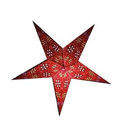 Foto van Decoratie kerstster - rood - 60 cm - papier - 5 punten - hangend - kerststerren