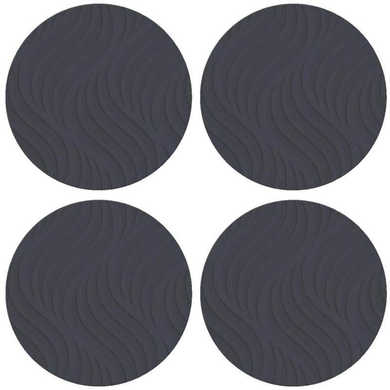 Foto van 4x stuks ronde placemats antraciet met wave patroon 37 cm - placemats