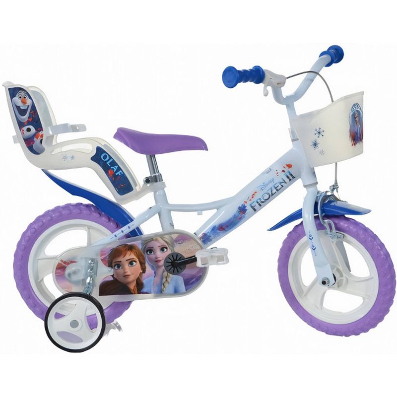 Foto van Dino meisjesfiets frozen ii 12 inch 20 cm meisjes doortrapper wit/paars