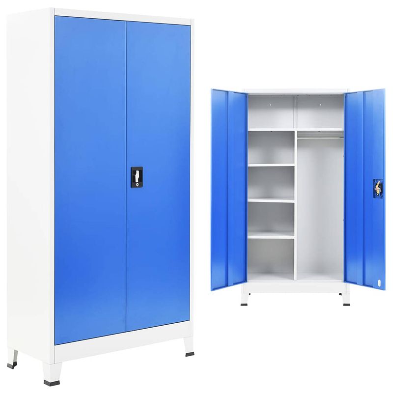 Foto van Vidaxl lockerkast met 2 deuren 90x40x180 cm metaal grijs en blauw