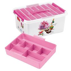 Foto van Sunware q-line fun-baking opbergbox - 15 liter - wit/roze