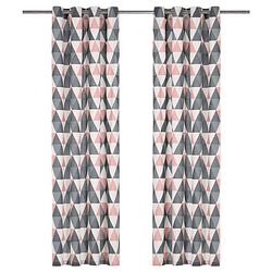 Foto van Vidaxl gordijnen met metalen ringen 2 st 140x225 cm katoen grijs roze