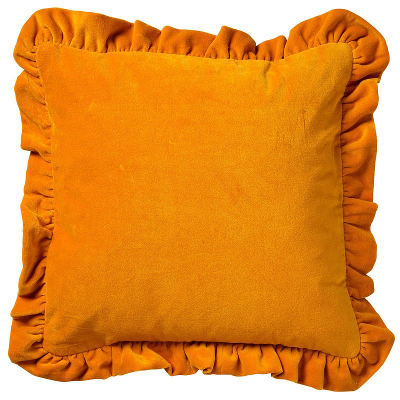 Foto van Dutch decor yara - sierkussen velvet golden glow 45x45 cm - geel - geel