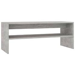 Foto van The living store salontafel betongrijs 100x40x40 cm - bewerkt hout met schap