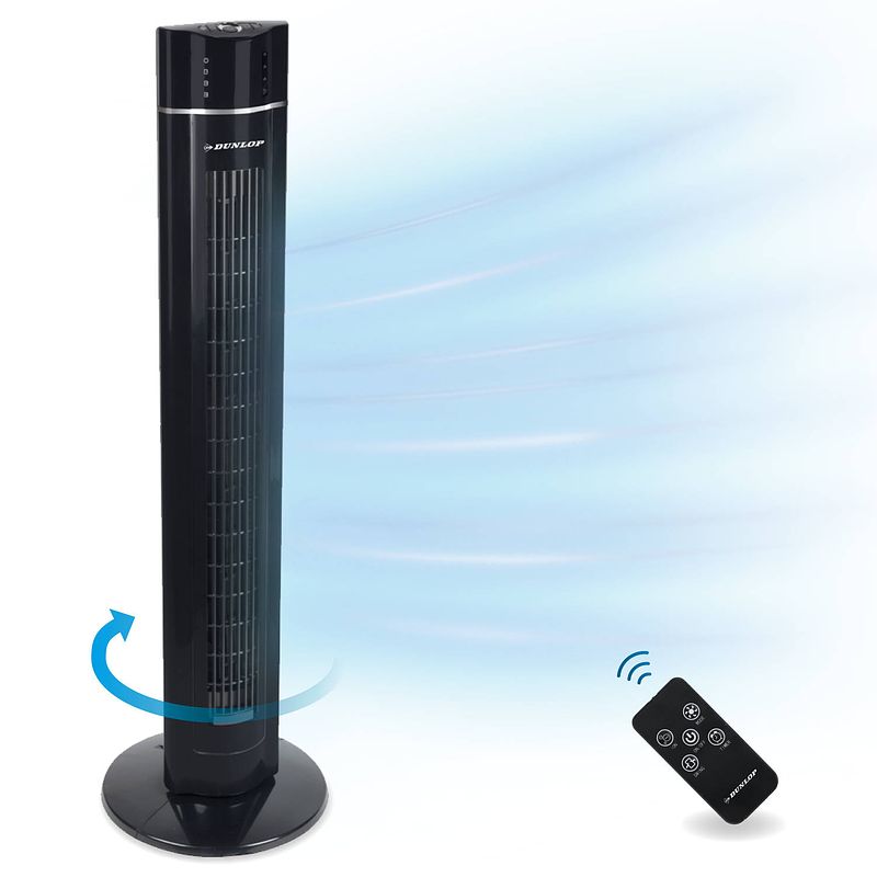 Foto van Dunlop torenventilator - 60 w - met afstandsbediening - timer - oscillerend