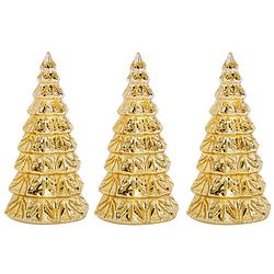Foto van 3x stuks led kaarsen kerstboom kaars goud d9 x h15 cm - led kaarsen
