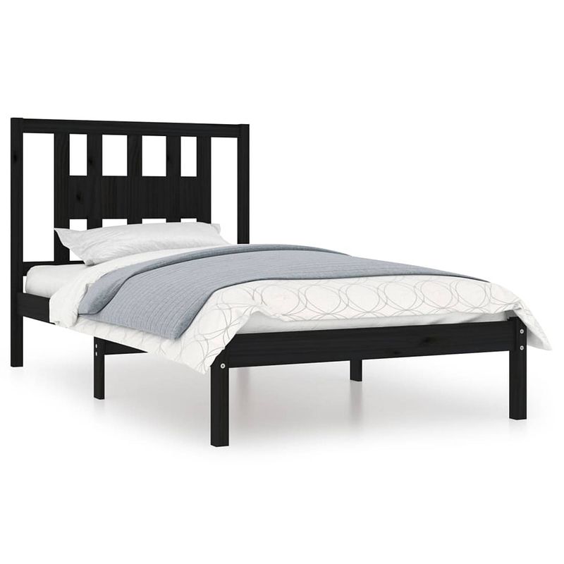 Foto van The living store bedframe - houten - 205.5 x 106 x 100 cm - zwart