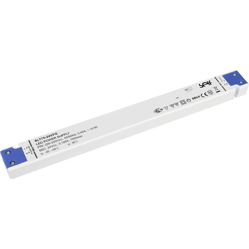 Foto van Self electronics slt75-12vfg led-driver constante spanning 75 w 0 - 6.25 a 12.0 v/dc geschikt voor meubels, niet dimbaar, overbelastingsbescherming,