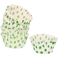 Foto van 180x mini muffin en cupcake vormpjes groen papier 4 x 4 x 2 cm - muffinvormen / cupcakevormen