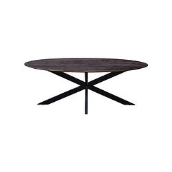Foto van Giga meubel eettafel deens ovaal 200cm - zwart - mangohout - tafel raoul