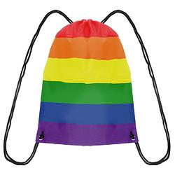 Foto van 1x gymtasje/rugtas rijgkoord regenboog/rainbow/pride vlag voor volwassenen en kids - gymtasje - zwemtasje