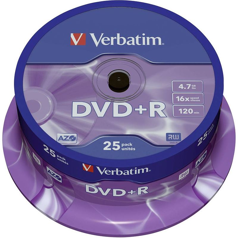 Foto van Verbatim 43500 dvd+r disc 4.7 gb 25 stuk(s) spindel