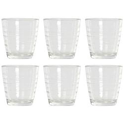 Foto van 6x stuks transparante waterglazen/drinkglazen streep relief 250 ml van glas - drinkglazen