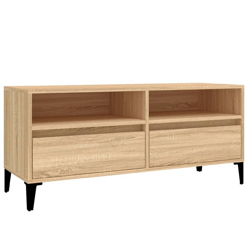 Foto van The living store tv-kast classic sonoma eiken - 100 x 34.5 x 44.5 cm - duurzaam hout - veel opbergruimte