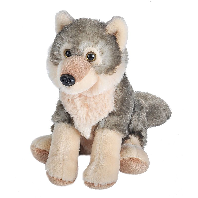 Foto van Wild republic knuffel wolf junior 20 cm pluche grijs/crème