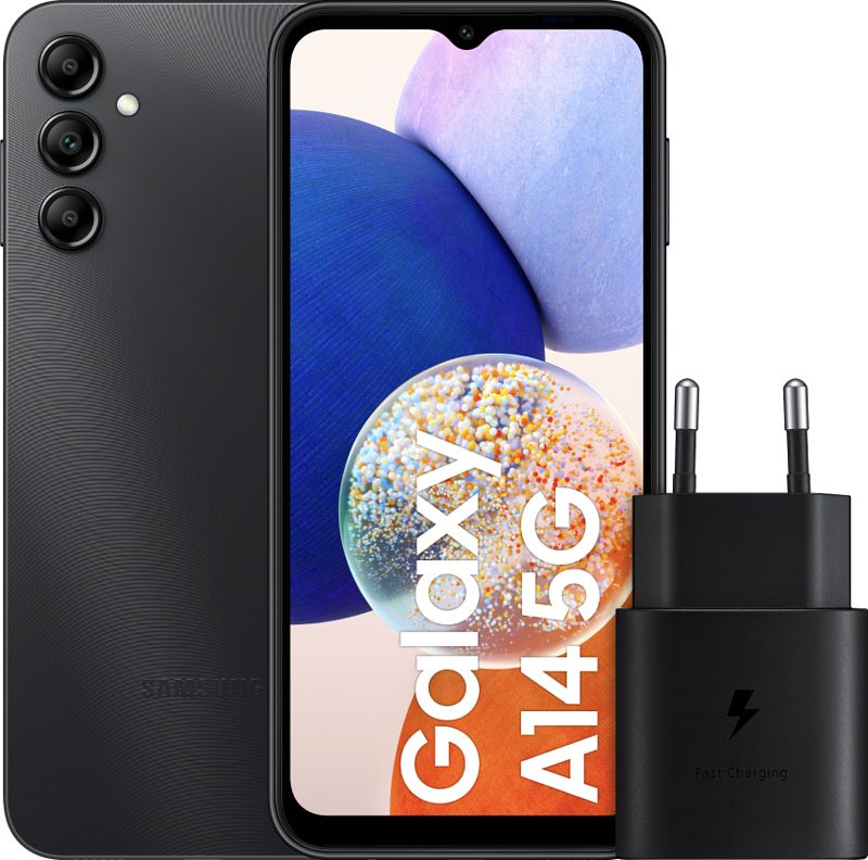 Foto van Samsung galaxy a14 128gb zwart 5g + samsung snellader zwart