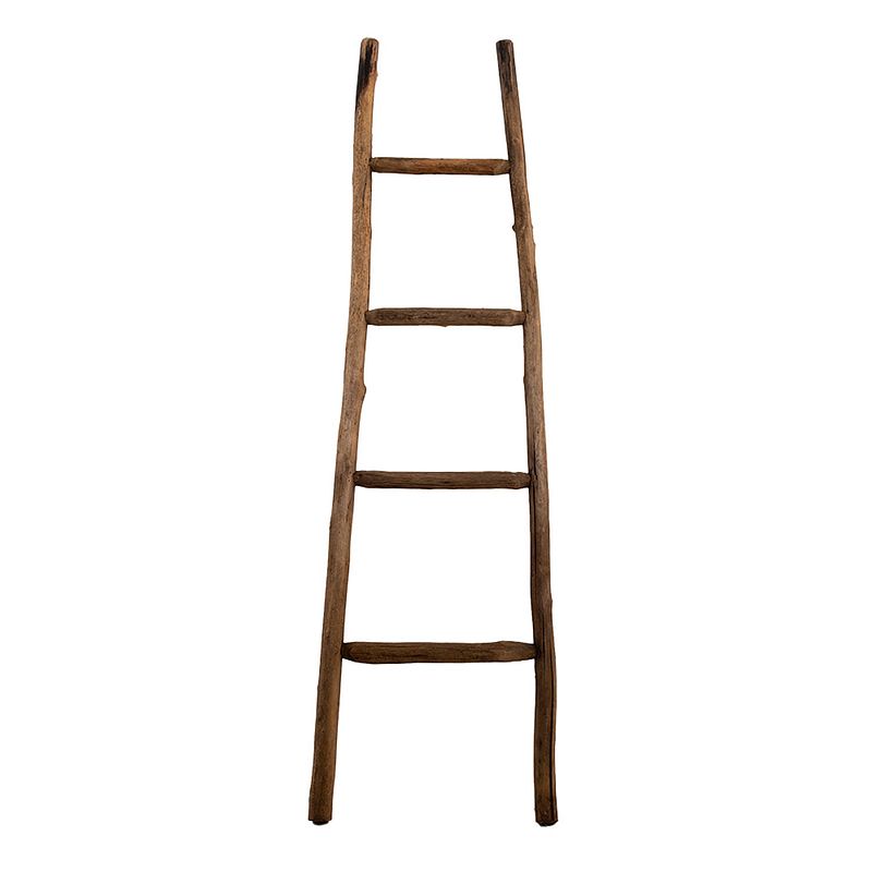 Foto van Clayre & eef handdoekhouder ladder 43*3*155 cm bruin hout handdoekladder decoratie ladder bruin handdoekladder