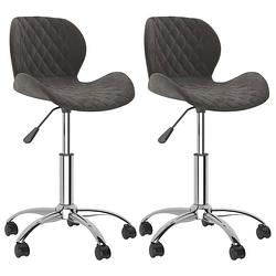 Foto van The living store eetkamerstoelen - donkergrijs - 39 x 51 x (71.5 - 83.5) cm - fluweel