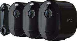 Foto van Arlo pro 4 beveiligingscamera zwart 3-pack + arlo wire free video doorbell zwart