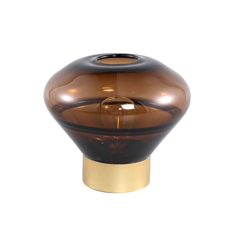 Foto van Ptmd akahi brown glass led lamp round