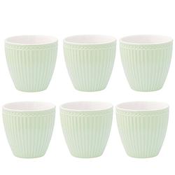 Foto van Set van 6x stuks beker (latte cup) greengate alice lichtgroen 300 ml - ø 10 cm