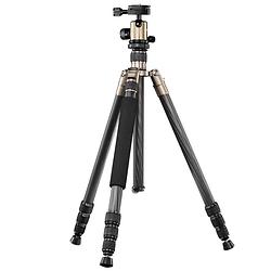 Foto van Mantona titanium carbon 2 in 1 tripod 1/4 inch, 3/8 inch werkhoogte: 50 - 159 cm donkergrijs incl. tas, kogelkop