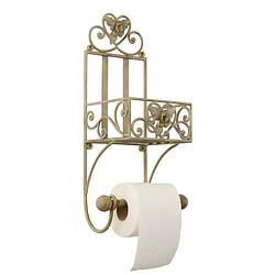 Foto van Clayre & eef wc rolhouder hangend 20*15*43 cm beige ijzer krullen toiletrolhouder toiletpapierhouder wcrolhouder