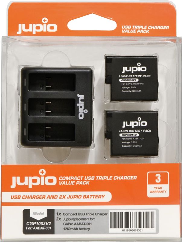 Foto van Jupio kit: battery gopro hero8/7/6/5 & hero (2018) accu (2x)