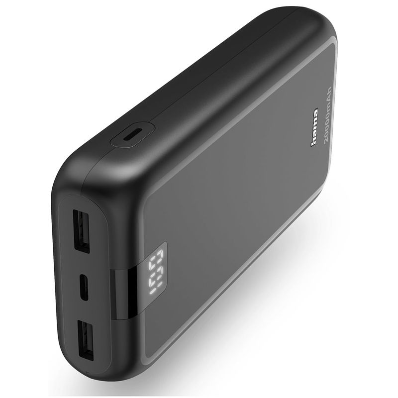 Foto van Hama performance 20 power pack 20000 mah 3 outputs:usb-c 2x usb-a powerbank grijs