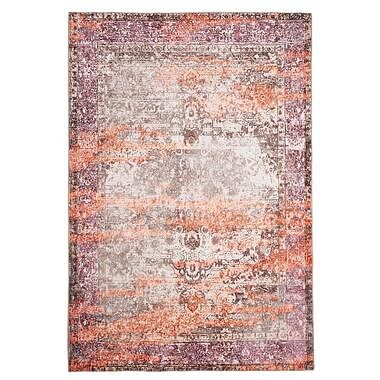 Foto van Floorita easy-care vloerkleed vintage - beige/oranje - 120x180 cm - leen bakker