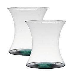 Foto van 2x stuks transparante stijlvolle x-vormige vaas/vazen van glas 20 x 19 cm - vazen