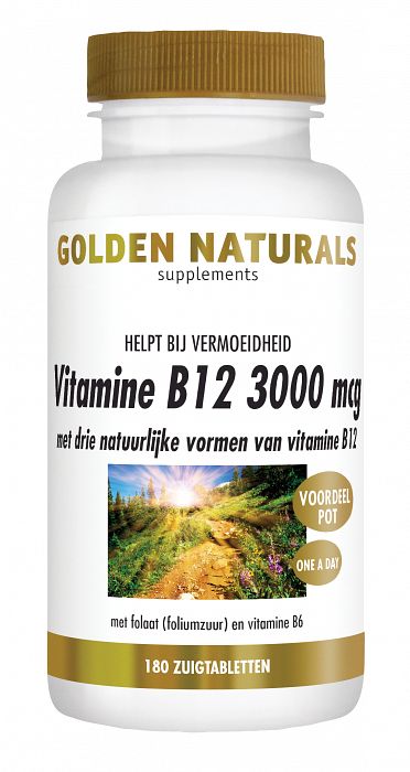 Foto van Golden naturals b12 3000mcg zuigtabletten