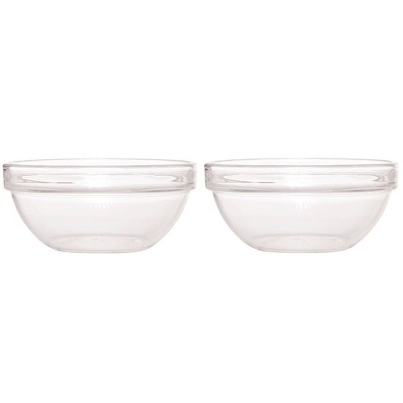 Foto van 2x salade schalen/slakommen van glas 20 cm - saladeschalen