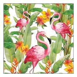 Foto van 20x flamingo exotisch thema servetten 33 x 33 cm - feestservetten
