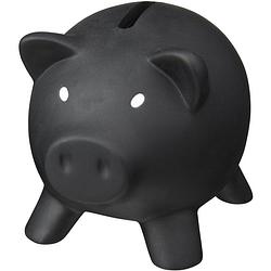 Foto van Kunststof varken mini spaarpot zwart 9 cm - spaarpotten