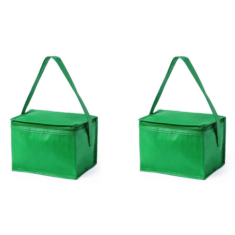 Foto van 2x stuks strand sixpack mini koeltasje groen - koeltas