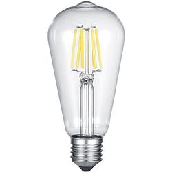 Foto van Led lamp - filament - trion kalon - e27 fitting - 6w - warm wit 2700k - transparent helder - aluminium