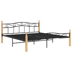 Foto van The living store metalen bedframe - 210 x 207 x 90 cm - zwart/lichthout