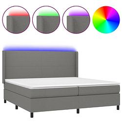 Foto van The living store boxspring bed donkergrijs 203x203x118/128 cm - usb - led - pocketvering - huidvriendelijk