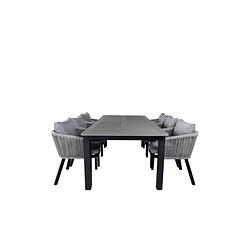 Foto van Albany tuinmeubelset tafel 100x224/324cm en 6 stoel sgsa virya wit, grijs.