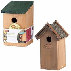 Foto van Voordeelset van 2x stuks houten vogelhuisjes/nestkastjes - vogelhuisjes